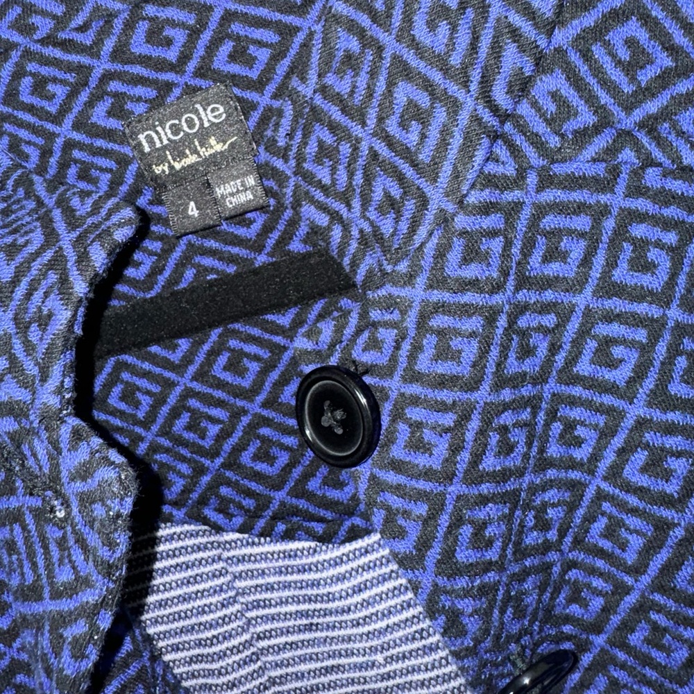 Geometric Patterned Blue Jacket - Picture 2 of 3